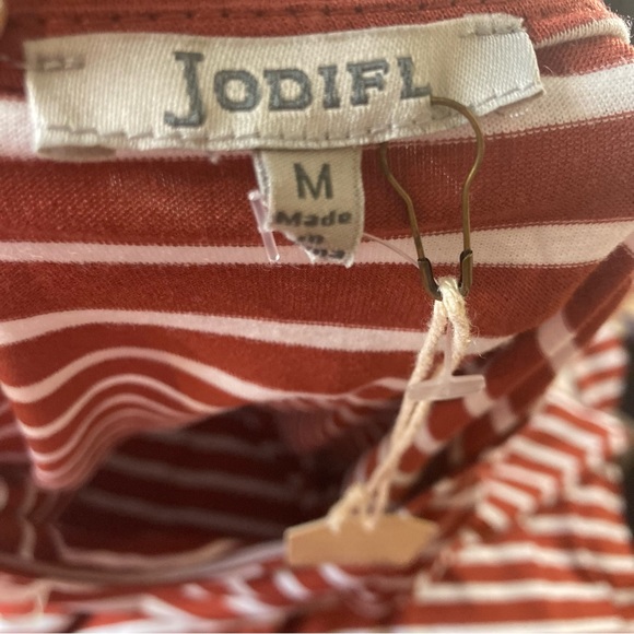 NWT Jodifl Tunic Dress Stripes Rust & White Size  M - Picture 7 of 9